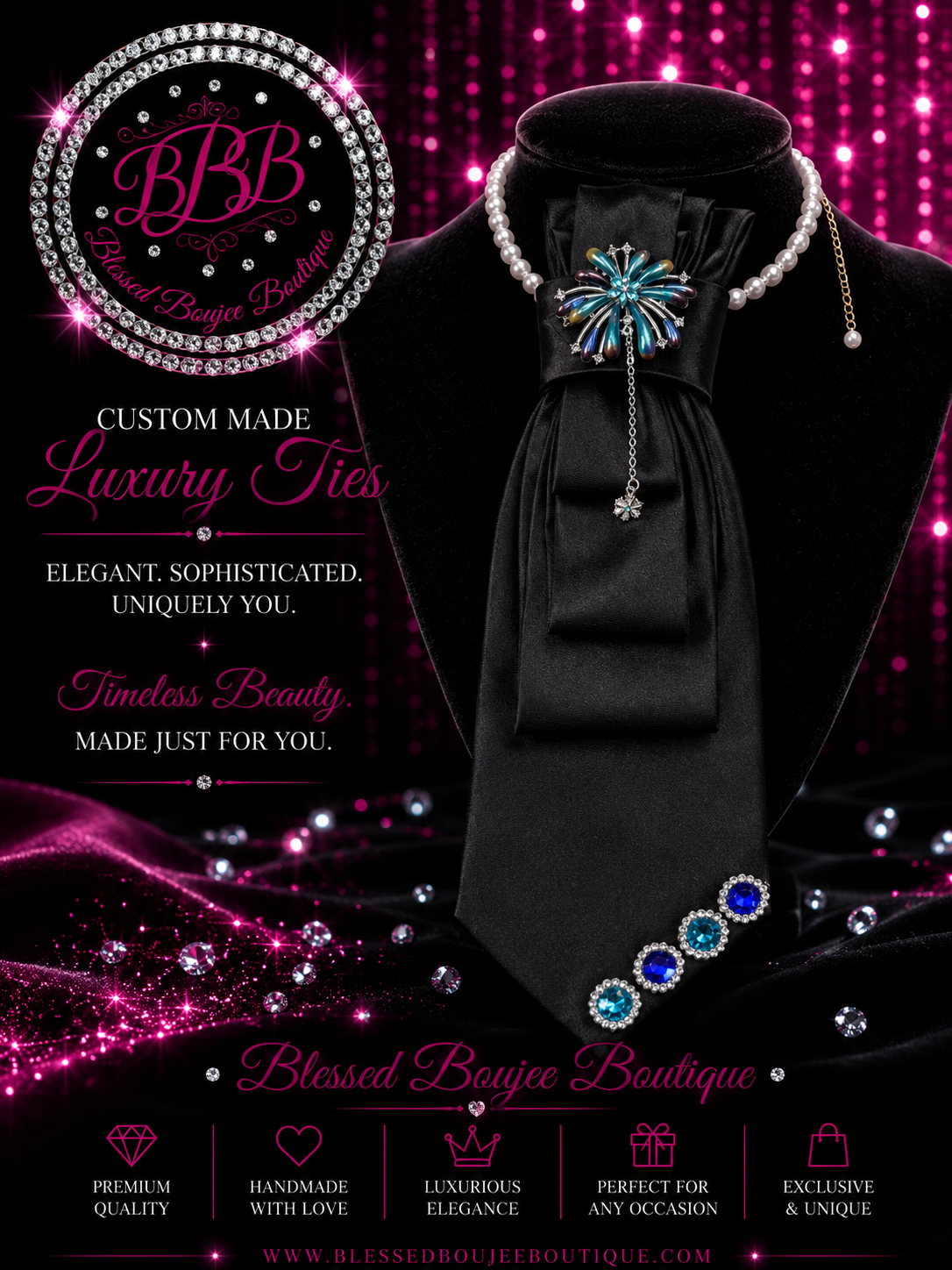 Women's Luxury Blue Turquoise Firework Necktie Necklace