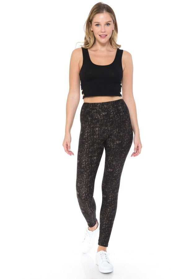 Women's Banded Lined Multi Printed Knit Yoga Leggings