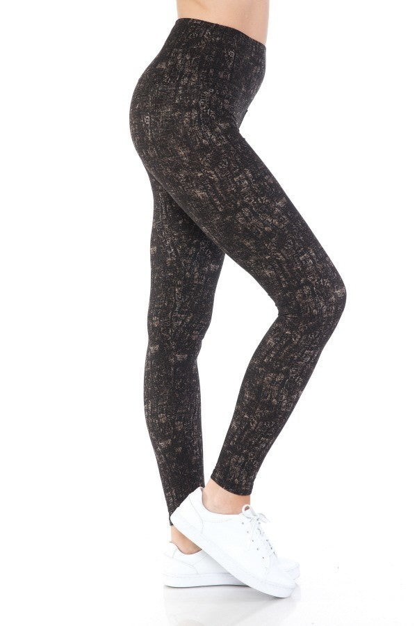 Women's Banded Lined Multi Printed Knit Yoga Leggings