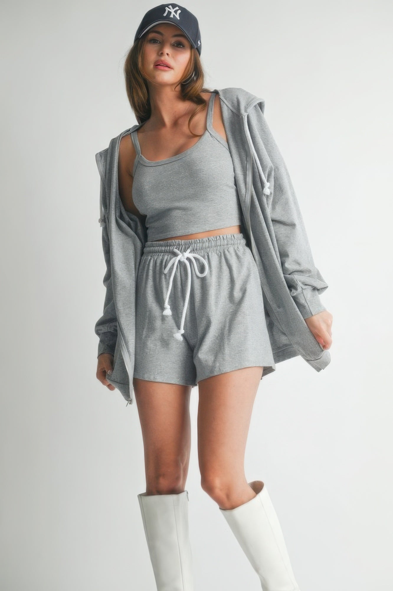 Women's Hoodie Top and Shorts 3 Piece Set