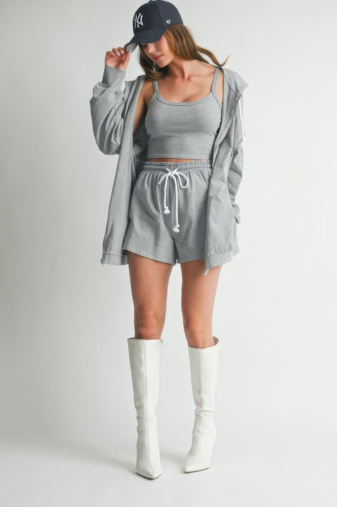 Women's Hoodie Top and Shorts 3 Piece Set