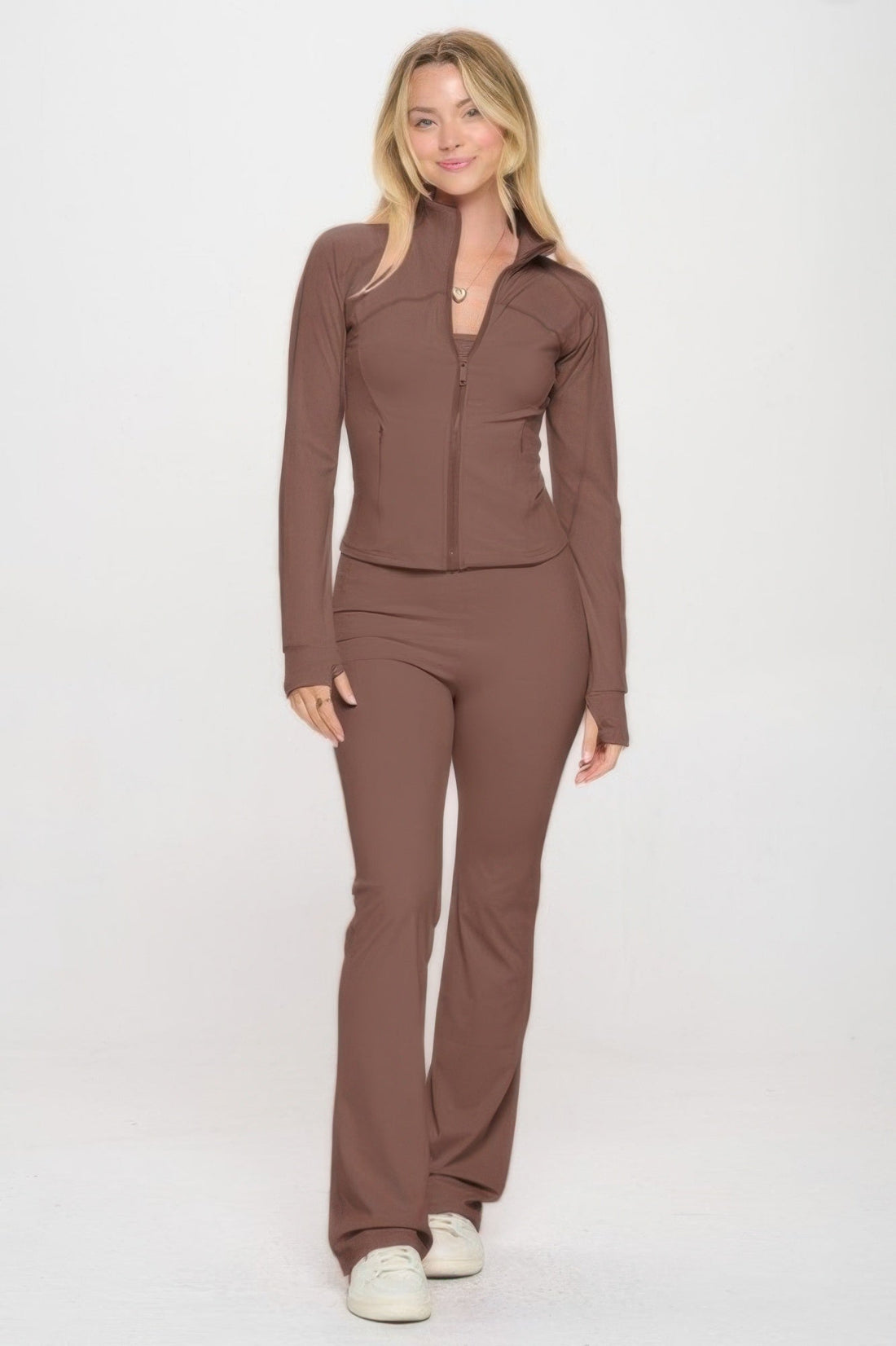 Women's Premium Yoga Jacket W/jumpsuit Set