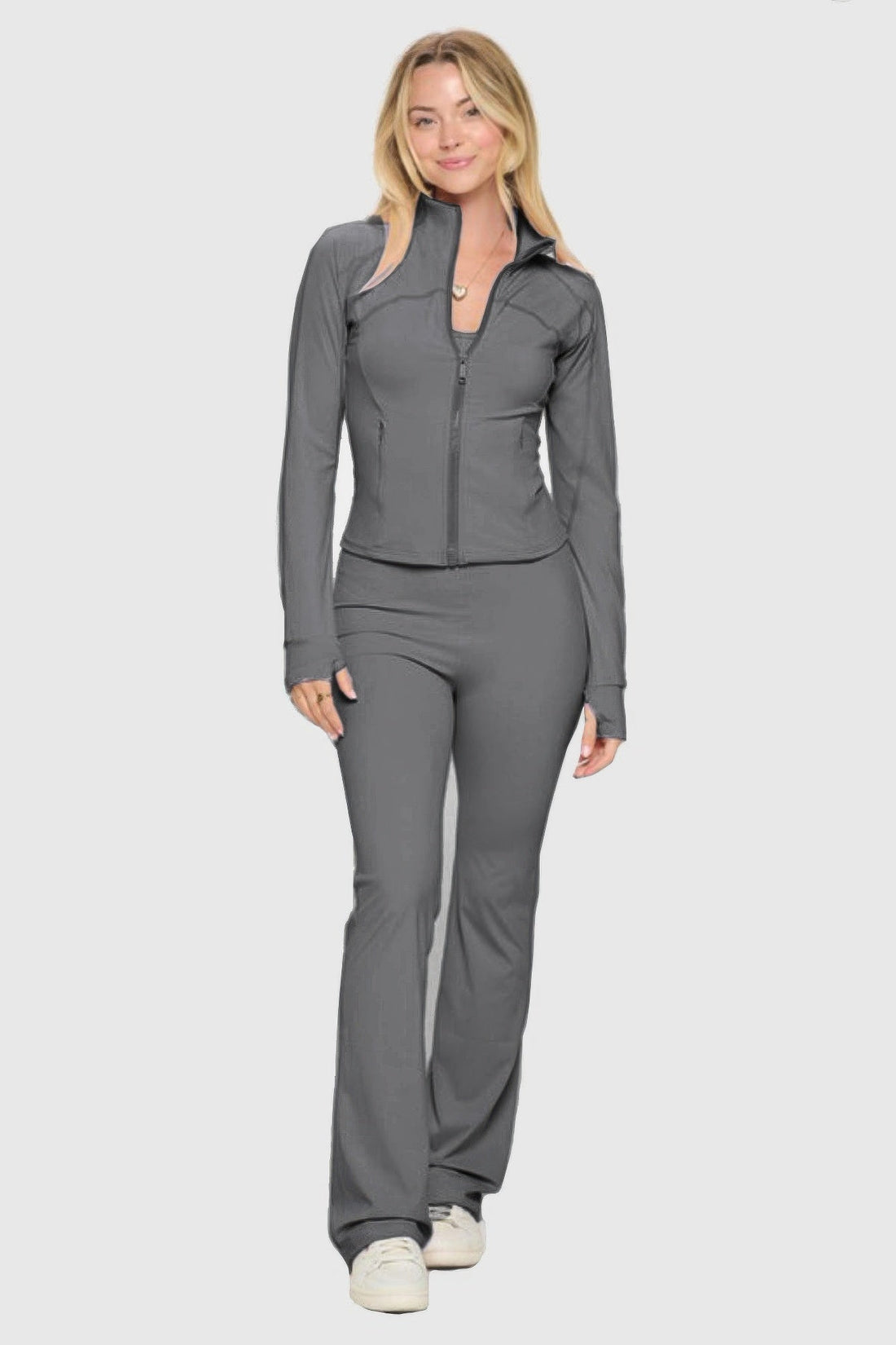 Women's Premium Yoga Jacket W/jumpsuit Set
