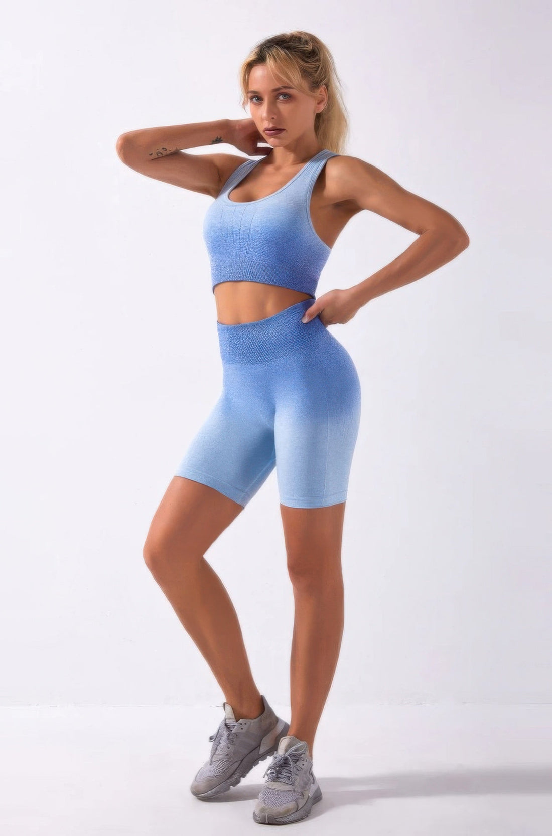 Women's Ombre Seamless Two Piece Workout Fitness Set