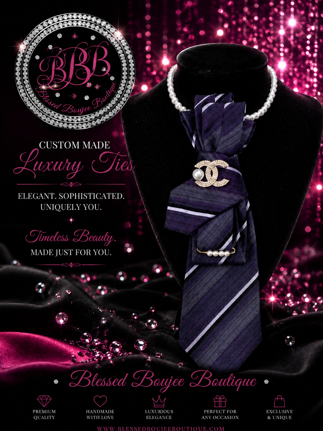 Women's Luxury Chanel Purple Passion Necktie