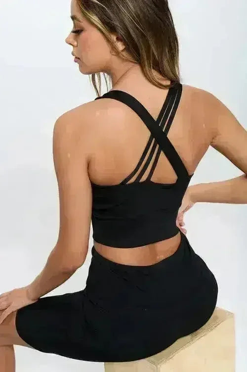 Women's Crisscross Sports Bra & Biker Shorts Set