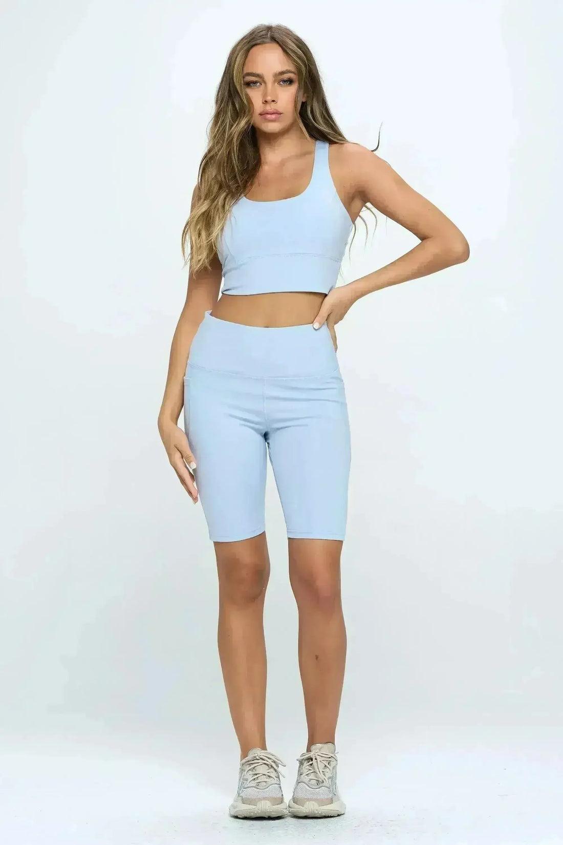 Women's Crisscross Sports Bra & Biker Shorts Set