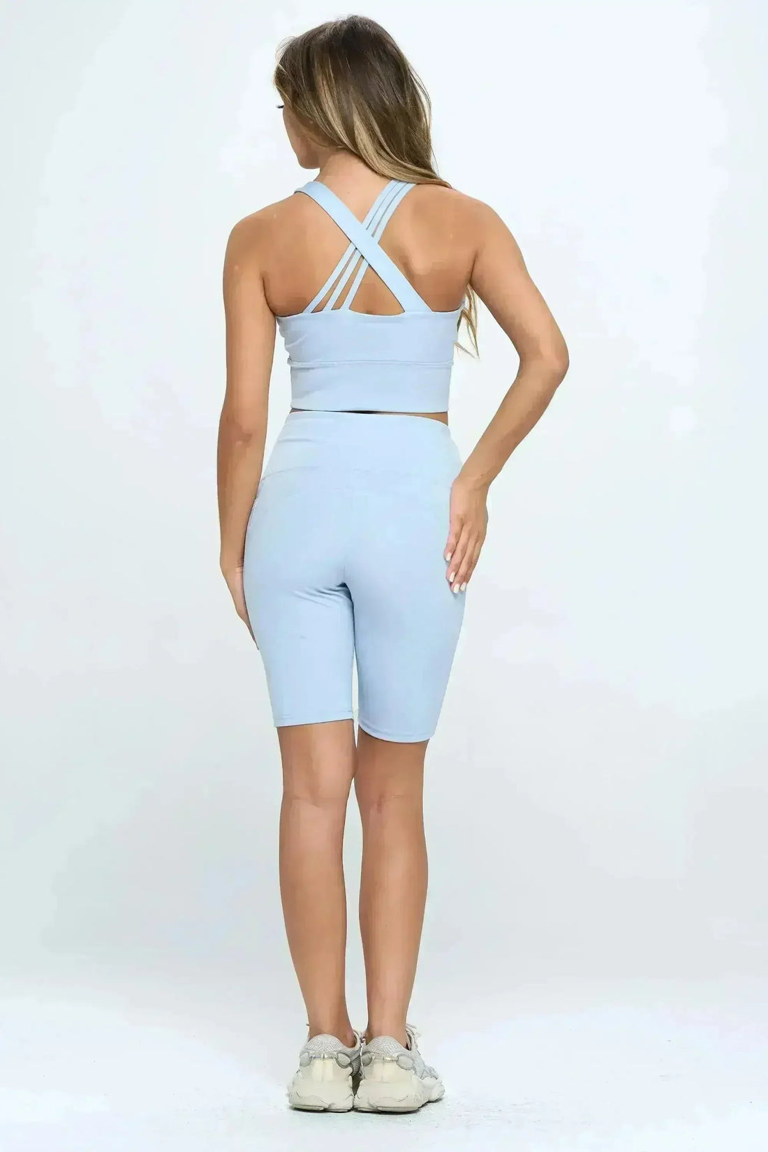Women's Crisscross Sports Bra & Biker Shorts Set