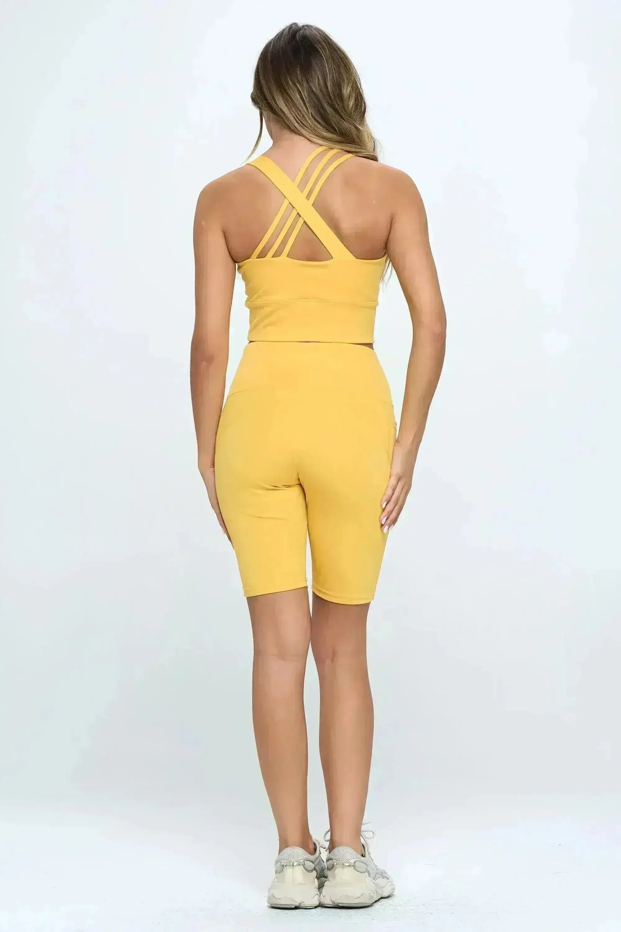 Women's Crisscross Sports Bra & Biker Shorts Set