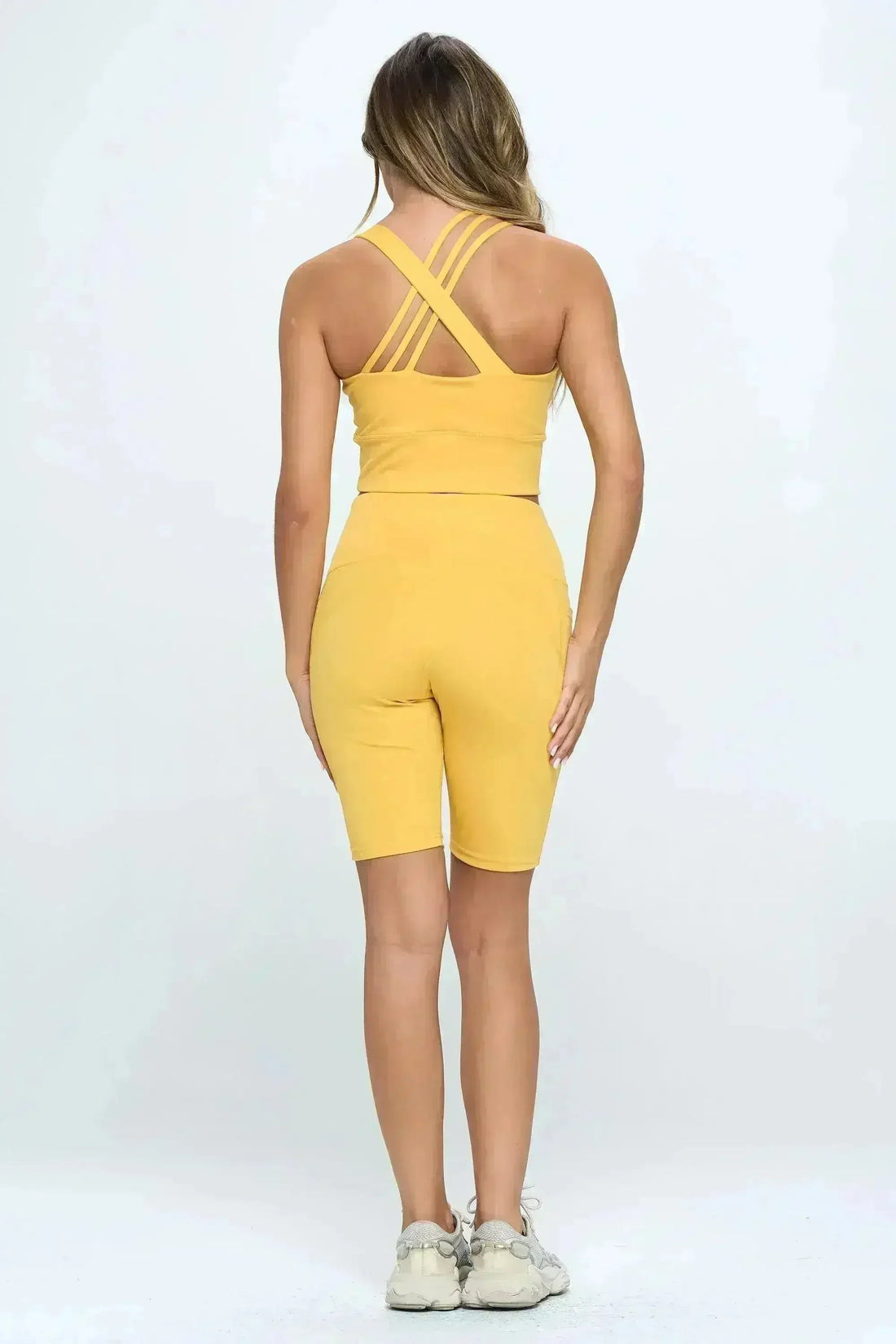 Women's Crisscross Sports Bra & Biker Shorts Set