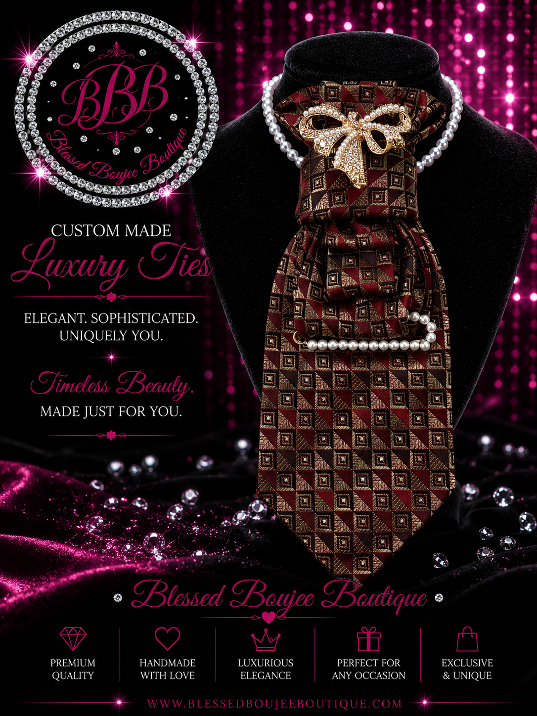 Women's Luxury Golden Bronzer Necktie