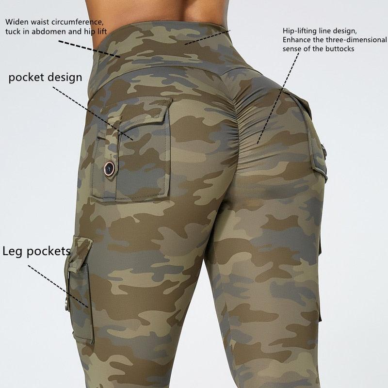 Women's Camouflage Slim Fit Yoga Pants With Pockets