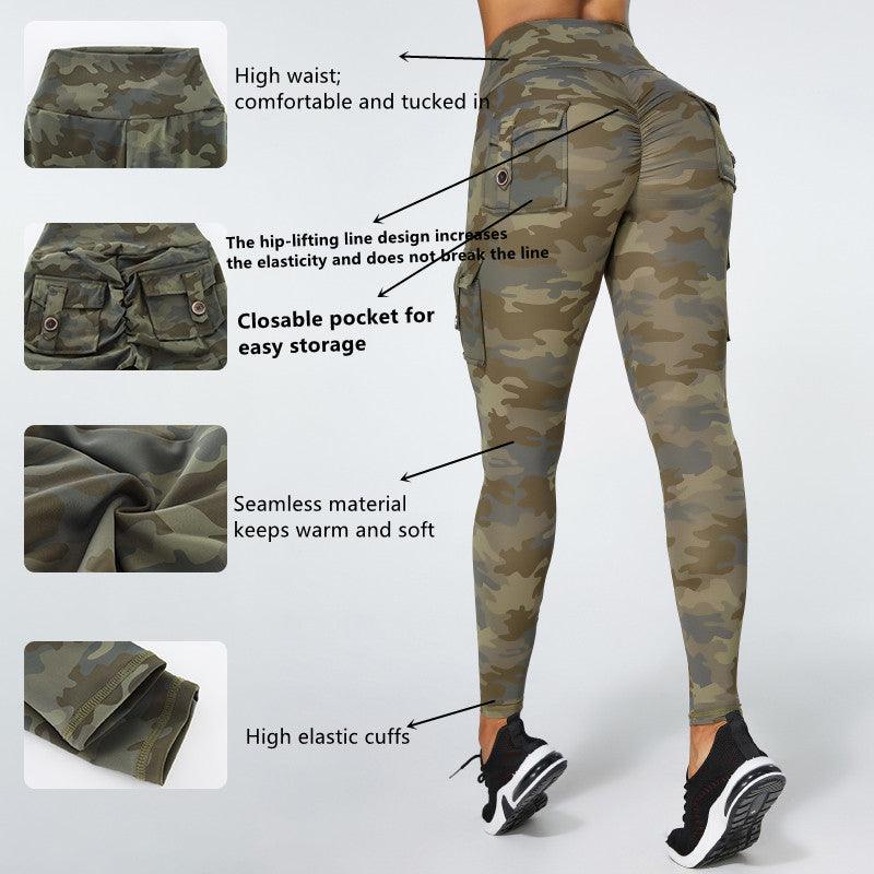 Women's Camouflage Slim Fit Yoga Pants With Pockets