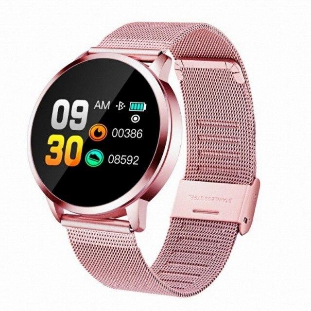 New Q8 Stainless Steel LED Bluetooth Waterproof Smart Watch With Fitness Tracker