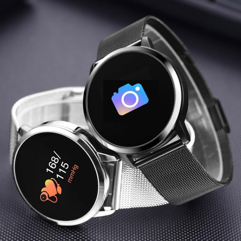 New Q8 Stainless Steel LED Bluetooth Waterproof Smart Watch With Fitness Tracker