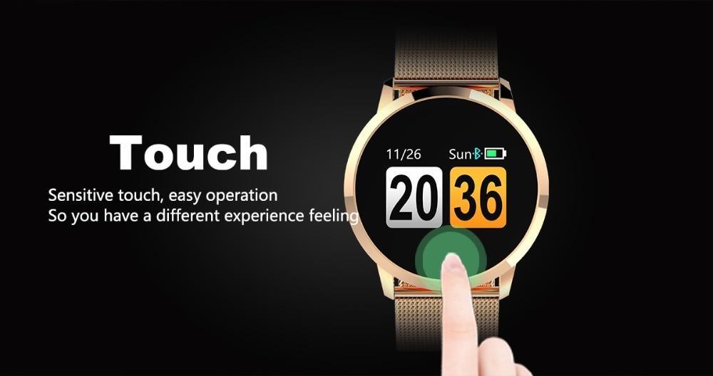 New Q8 Stainless Steel LED Bluetooth Waterproof Smart Watch With Fitness Tracker