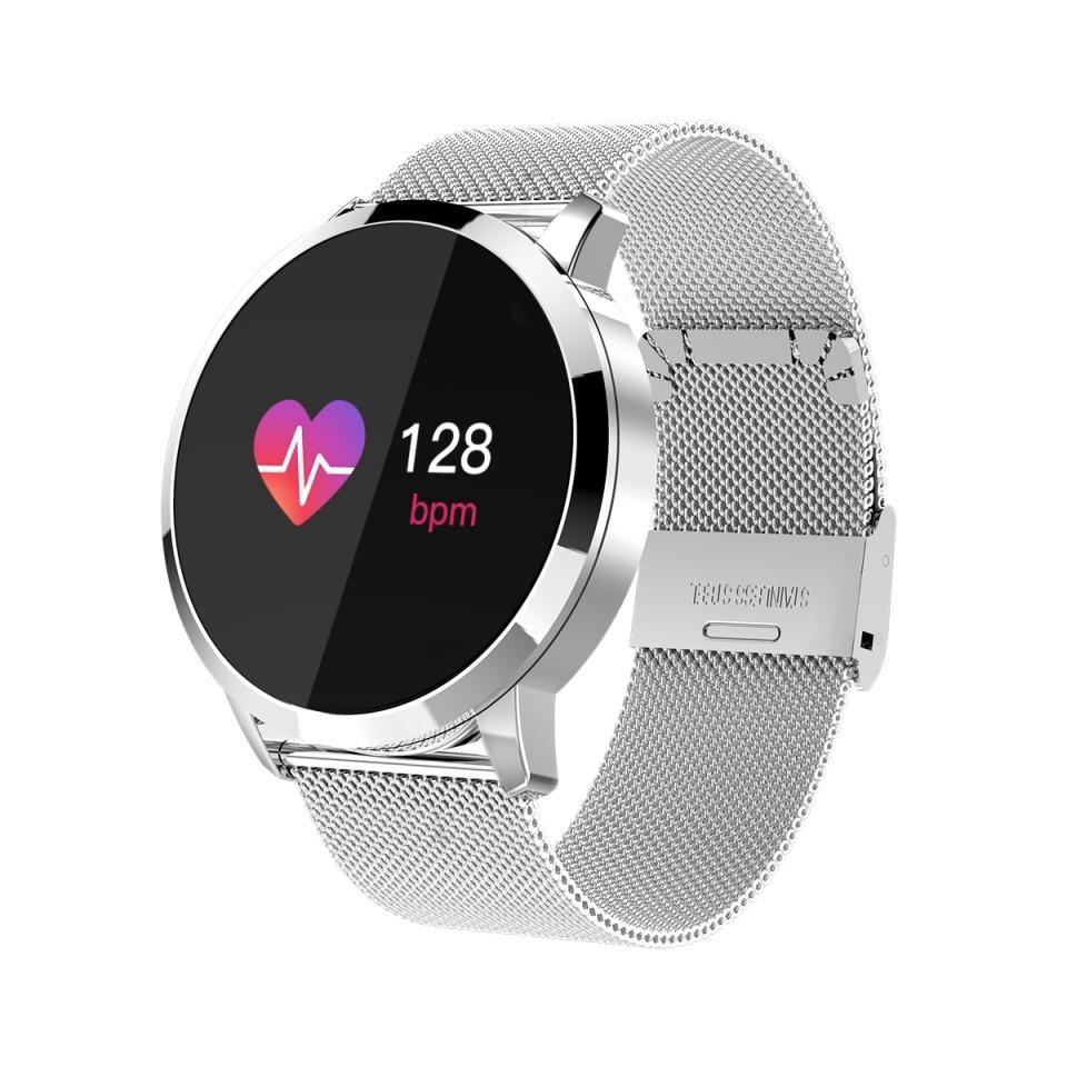 New Q8 Stainless Steel LED Bluetooth Waterproof Smart Watch With Fitness Tracker