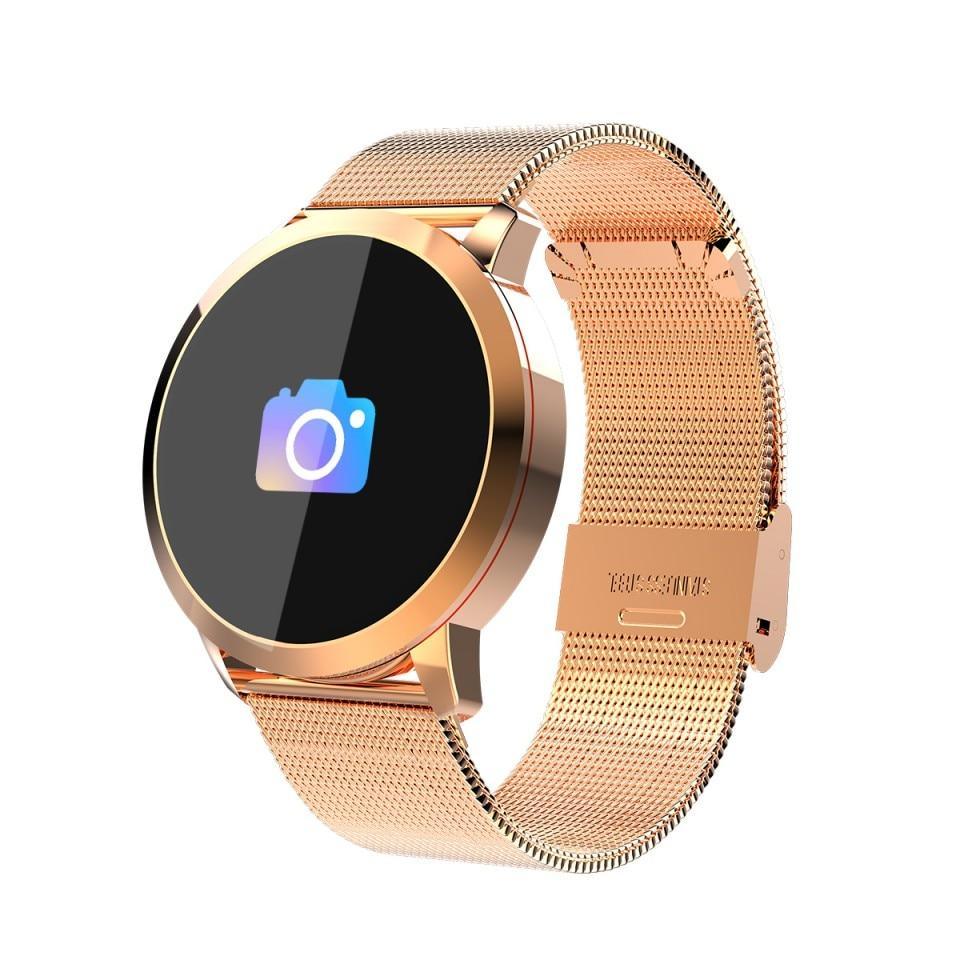 New Q8 Stainless Steel LED Bluetooth Waterproof Smart Watch With Fitness Tracker