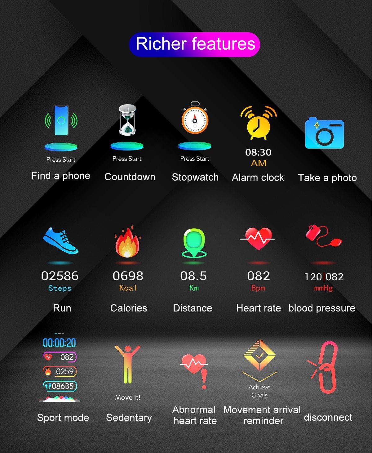 Luxury Elegant Smart Watch 1.14" IP68 Waterproof Fitness Tracker Swim Watch for Android IOS