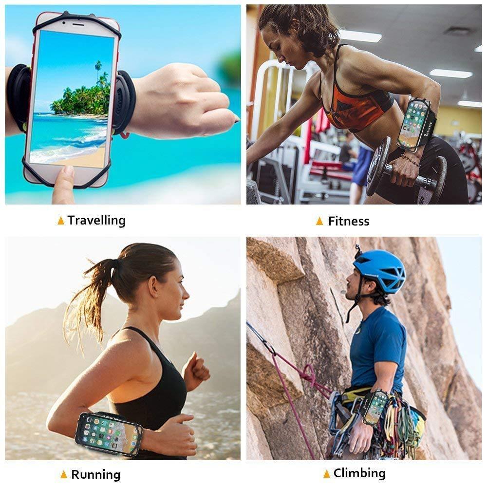 Black Universal Wristband Phone 4"-6.5" inch Sports Armband For Gym Workout Mobile Phones Holder