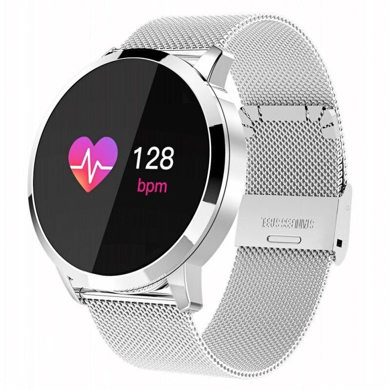 New Q8 Stainless Steel LED Bluetooth Waterproof Smart Watch With Fitness Tracker