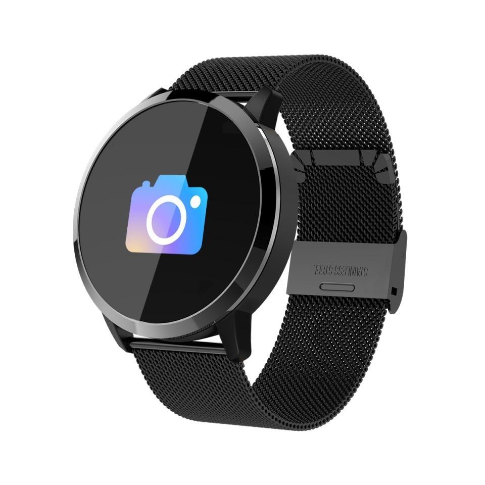 New Q8 Stainless Steel LED Bluetooth Waterproof Smart Watch With Fitness Tracker