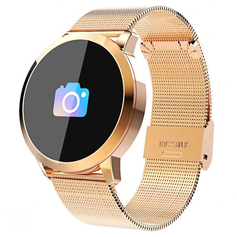 New Q8 Stainless Steel LED Bluetooth Waterproof Smart Watch With Fitness Tracker