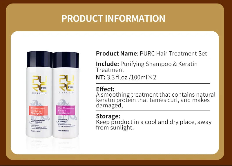 PURC Brazilian Keratin Hair Treatment Care Products
