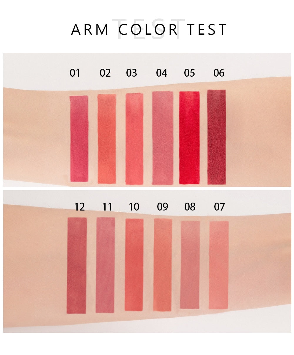 12 Colors Sexy Liquid Waterproof Matte Lipstick