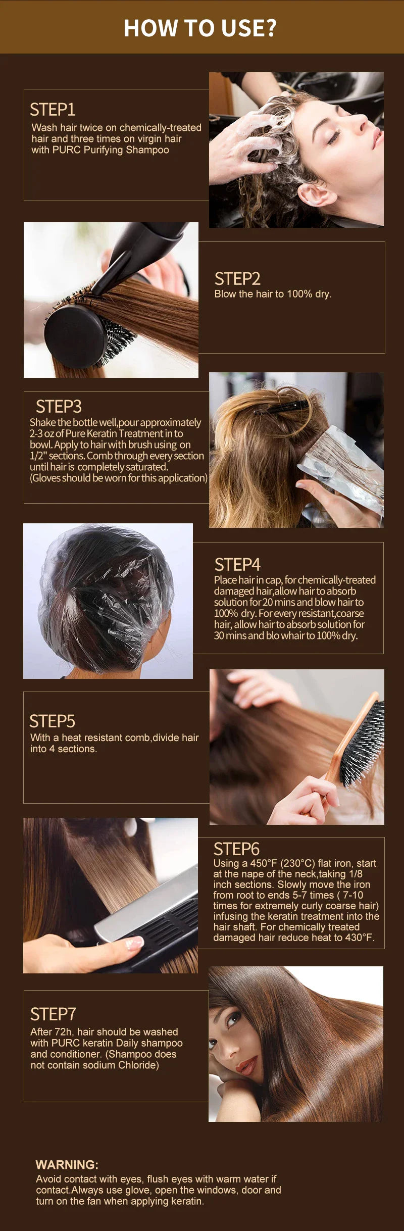 PURC Brazilian Keratin Hair Treatment Care Products