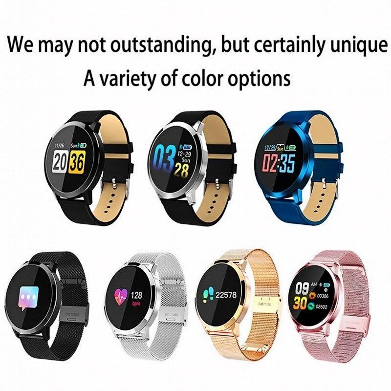 New Q8 Stainless Steel LED Bluetooth Waterproof Smart Watch With Fitness Tracker