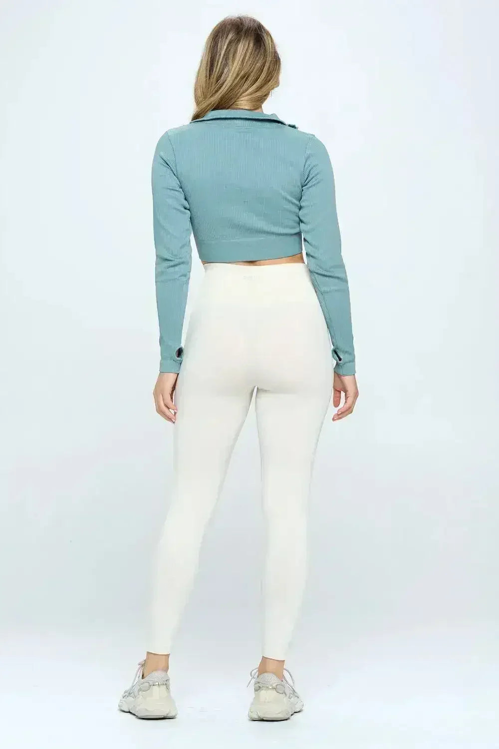 Women's Seamless Half Zip Thumb Holes Crop Top | Stylish & Functional