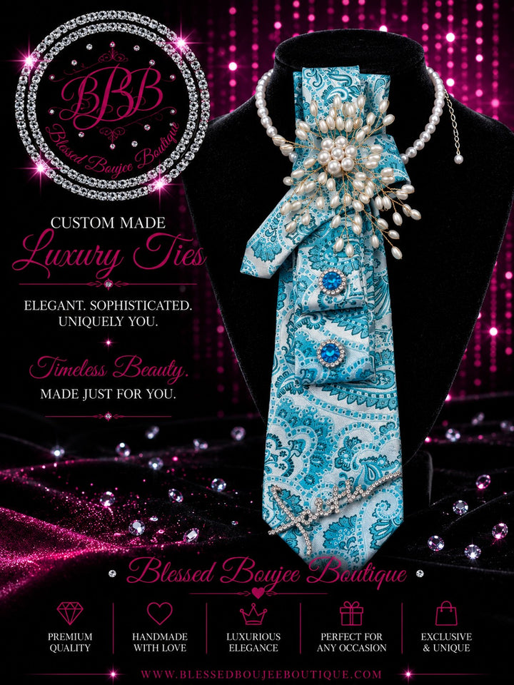 Women's Luxury Pearl Turquoise Elegance Necktie Necklace
