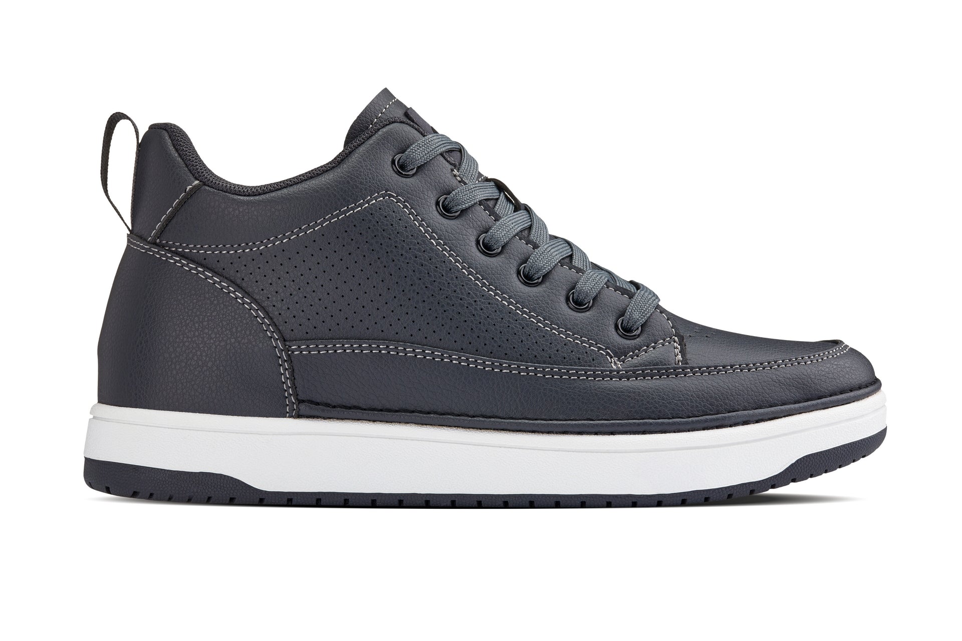 CALTO Elevated Leatherette Micro-Perforated Sneakers(Gray)