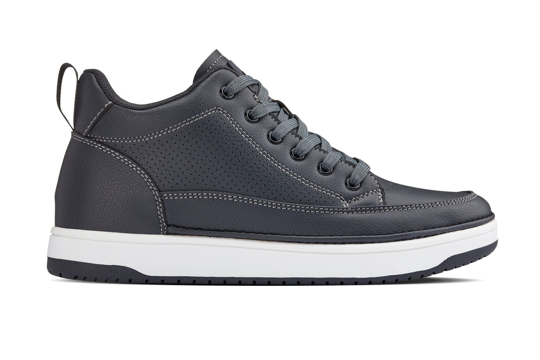 CALTO Elevated Leatherette Micro-Perforated Sneakers(Gray)