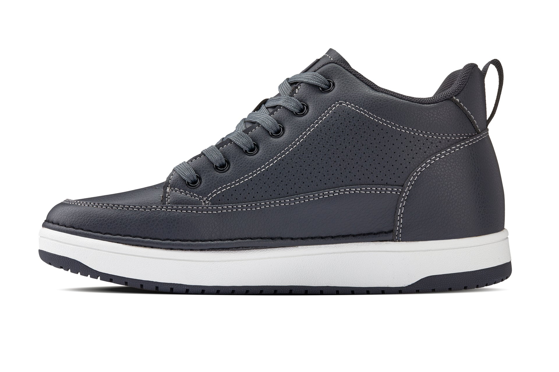 CALTO Elevated Leatherette Micro-Perforated Sneakers(Gray)
