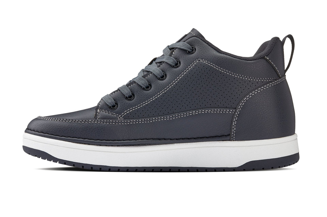 CALTO Elevated Leatherette Micro-Perforated Sneakers(Gray)