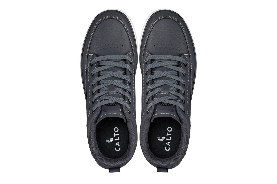 CALTO Elevated Leatherette Micro-Perforated Sneakers(Gray)