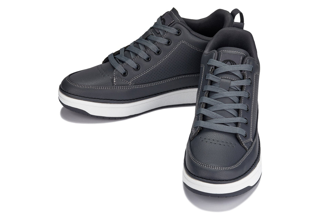 CALTO Elevated Leatherette Micro-Perforated Sneakers(Gray)