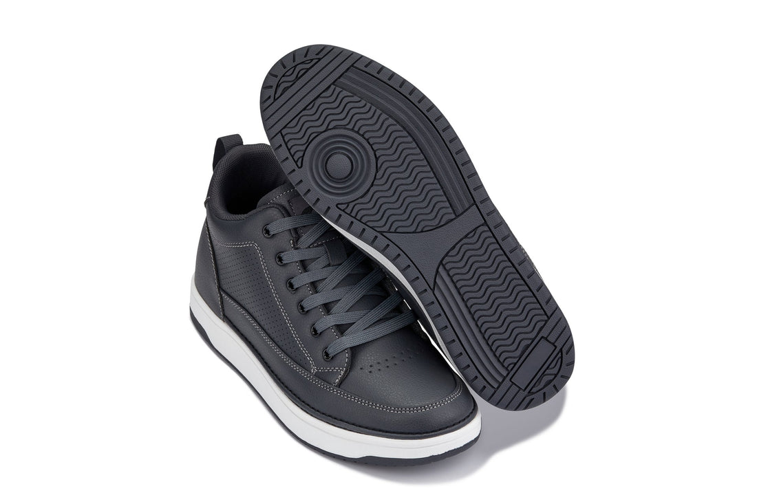 CALTO Elevated Leatherette Micro-Perforated Sneakers(Gray)