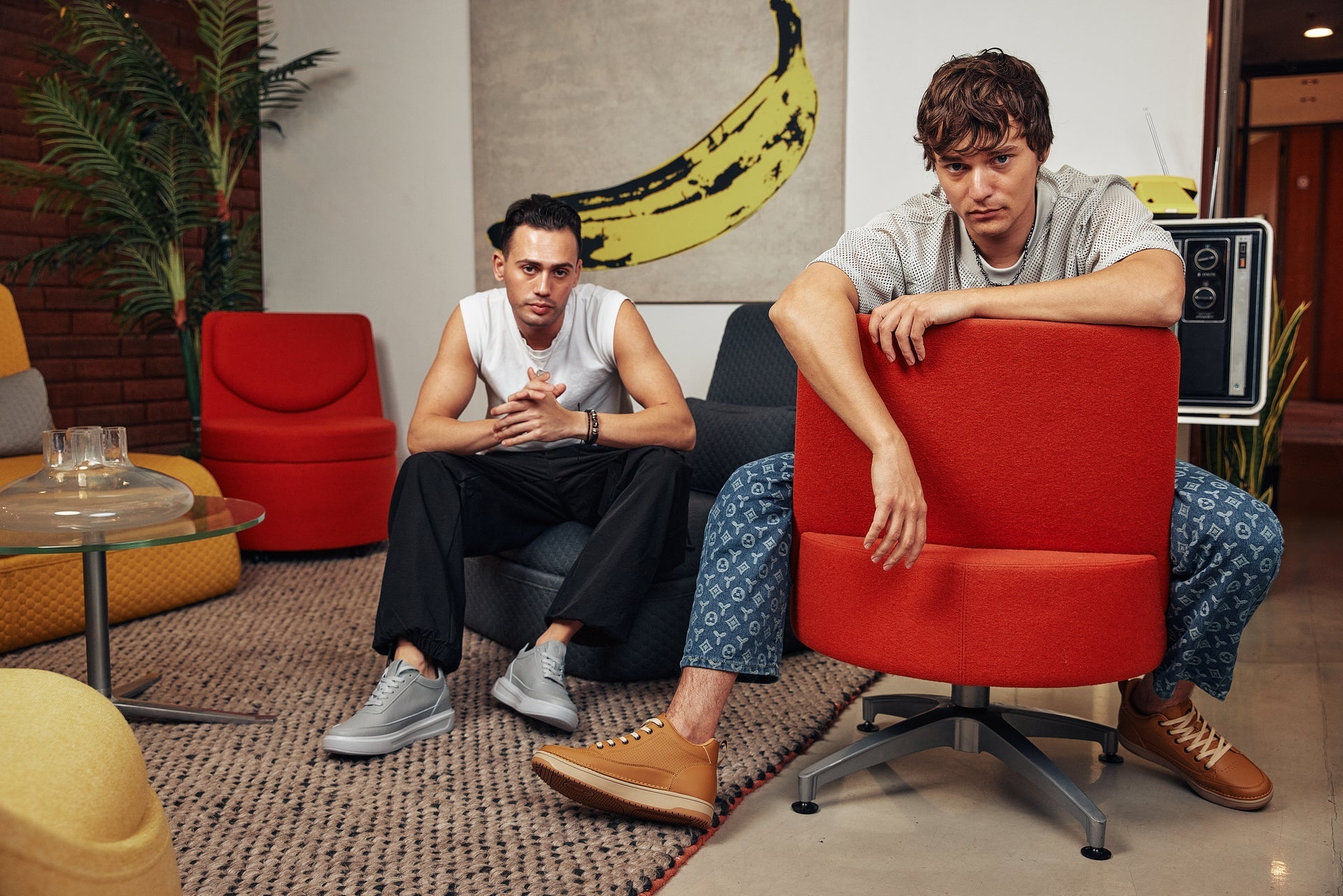 CALTO Elevated Micro-Perforated Sneakers