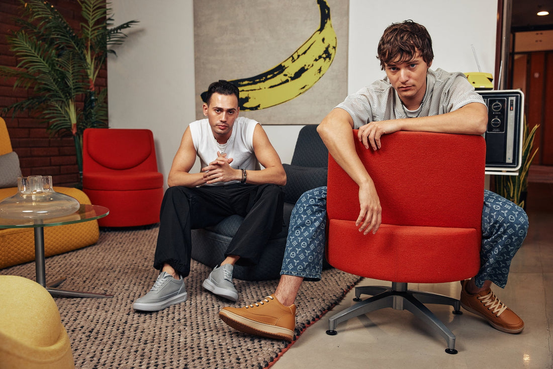 CALTO Elevated Micro-Perforated Sneakers
