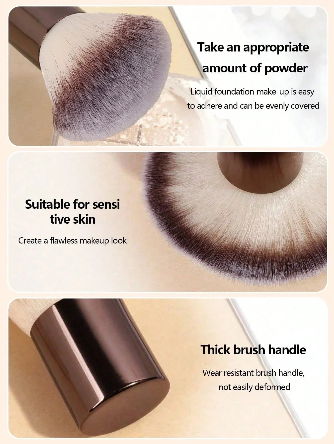 7pcs Professional Makeup Brush Set, Includes: 4pcs Dual-Ended Face Brushes, 1pc Angled Brush, 1pc Short Handle Foundation Brush,