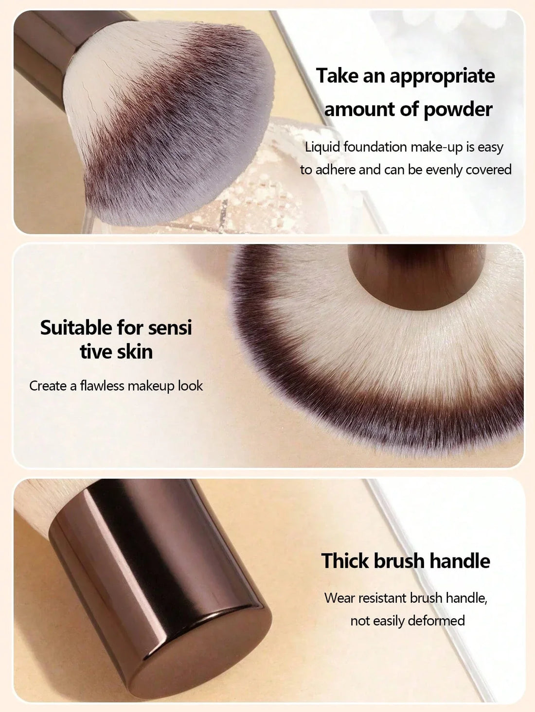 7pcs Professional Makeup Brush Set, Includes: 4pcs Dual-Ended Face Brushes, 1pc Angled Brush, 1pc Short Handle Foundation Brush,
