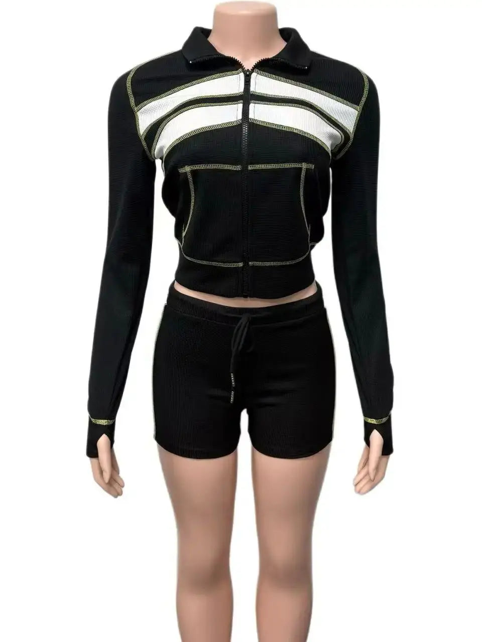 Patchwork Stripes Women Tracksuit Set