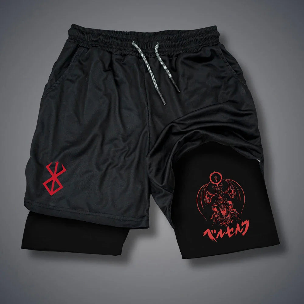Men's 2 in 1 Compression Running Shorts with phone pockets