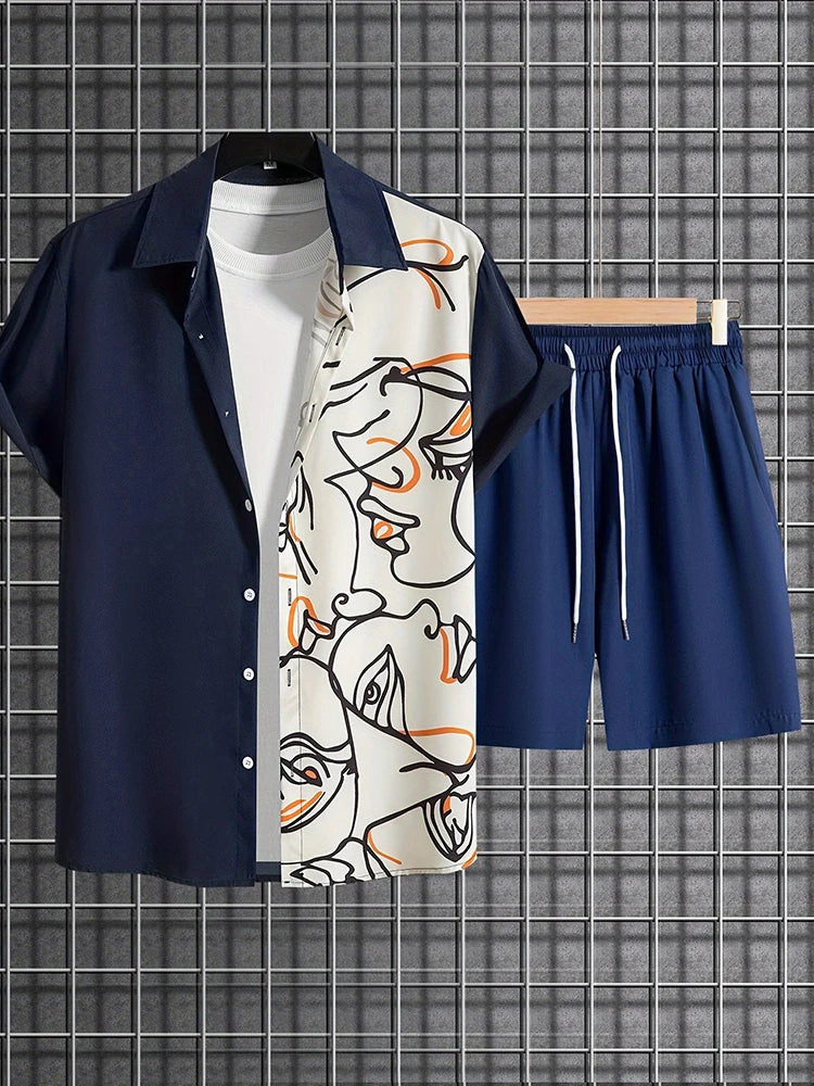 Resort Luxury Style Men's Short-sleeved Outfit