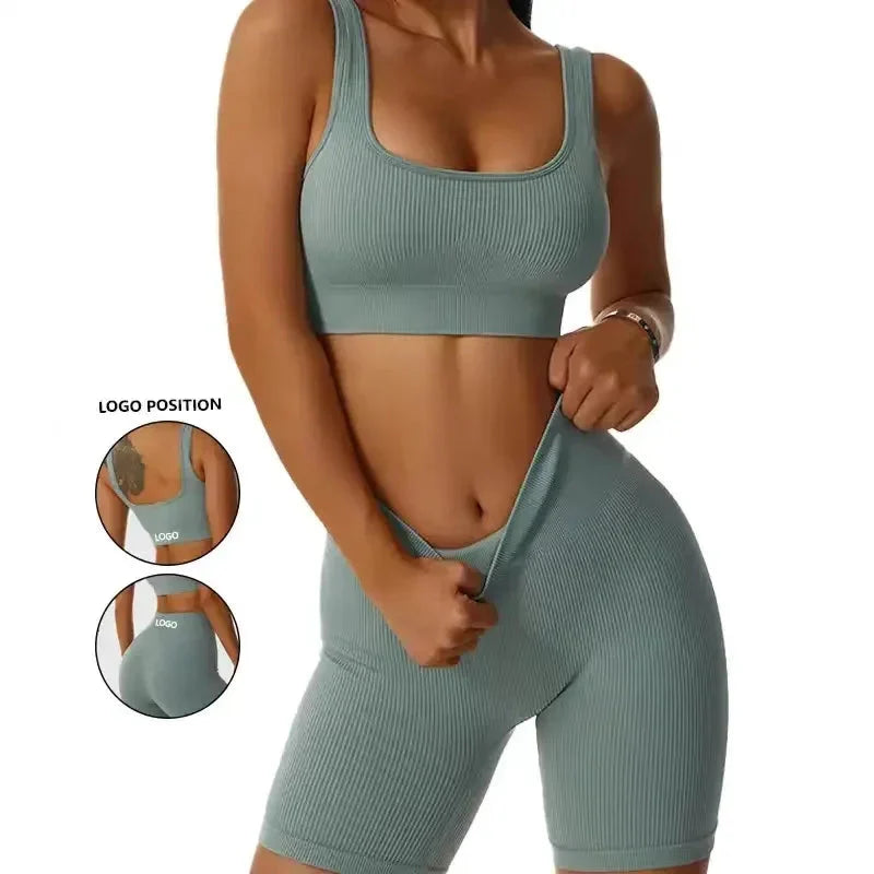 Women's Ribbed Seamless Yoga Short Set