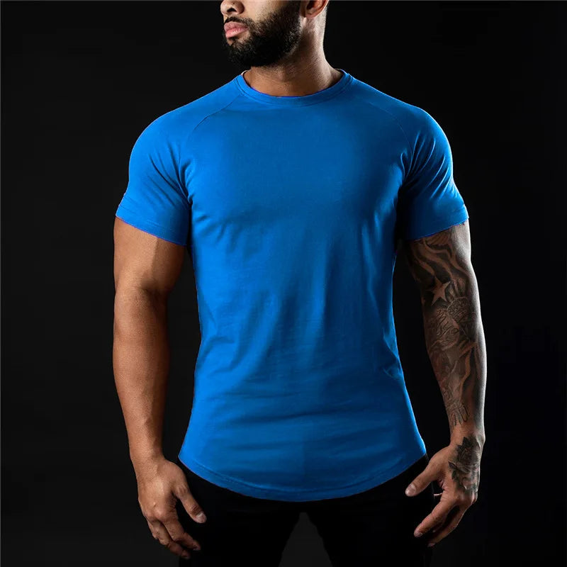 FlexFit Men's Cotton Tee: Summer Athletic Muscle Shirt
