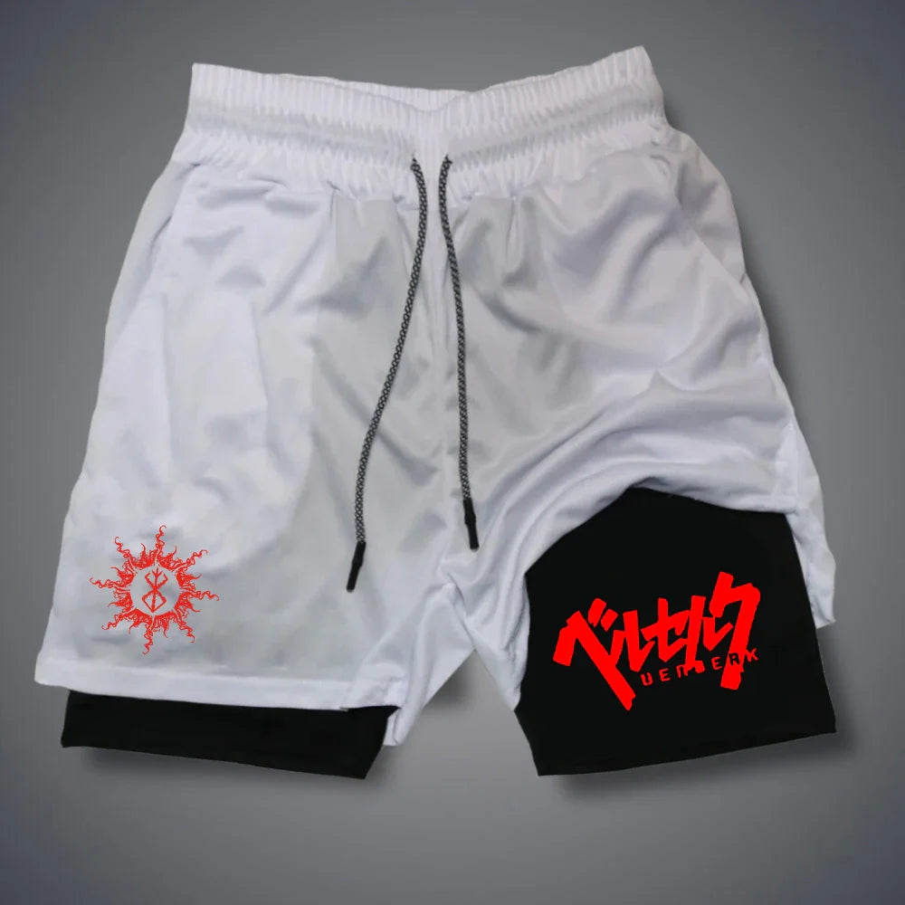 Men's 2 in 1 Compression Running Shorts with phone pockets